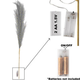 Shatchi 100Cm Prelit Pampas Grass Warm White Leds Battery-Operated Christmas Grey Artificial Flowers Decorations - thumbnail 2