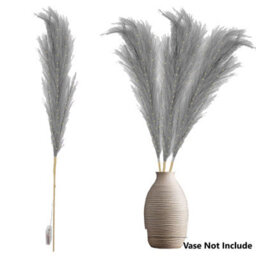 Shatchi 100Cm Prelit Pampas Grass Warm White Leds Battery-Operated Christmas Grey Artificial Flowers Decorations - thumbnail 4