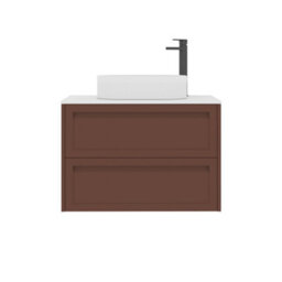 Royal Bathrooms Royal Bathroom Elmore 800mm Terracotta Clay Wall Mounted Bathroom Vanity Unit 2 Drawer Plain White Worktop With Lyon Basin - thumbnail 7