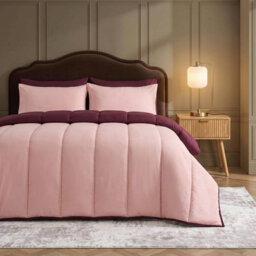 Ohs Reversible 10.5 Tog Coverless Washable Duvet With Pillowcases - Plum/blush - thumbnail 2