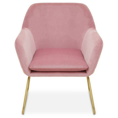 Orsina Functional Pink Velvet Bushed Gold Armchair, Cozy Desk Chair Pink Velvet, Easy To Clean Pink Velvet Chair - image 1