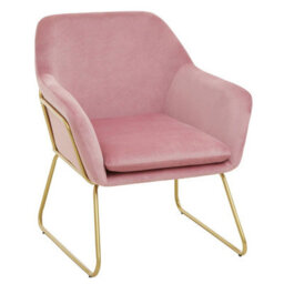 Orsina Functional Pink Velvet Bushed Gold Armchair, Cozy Desk Chair Pink Velvet, Easy To Clean Pink Velvet Chair - thumbnail 2