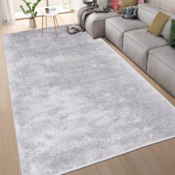 Homeart Soft Area Rugs, Anti-Slip, Machine Washable Fluffy Carpet For Living Room Bedroom Kitchen, Light Grey, 120X170 Cm - thumbnail 1