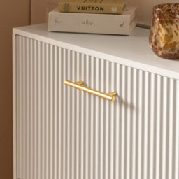 Ohs Ribbed 2-Drawer Shoe Cabinet Flip Down Hallway Storage Unit - White - thumbnail 3