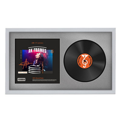 "30X17"" Silver Sleek Vinyl Record Frame With Silver Mount For 12 Inch Lp Album Cover & Disc - Ak Frames" - image 1