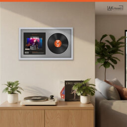 "30X17"" Silver Sleek Vinyl Record Frame With Silver Mount For 12 Inch Lp Album Cover & Disc - Ak Frames" - thumbnail 5