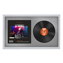 "30X17"" Silver Sleek Vinyl Record Frame With Silver Mount For 12 Inch Lp Album Cover & Disc - Ak Frames" - thumbnail 1