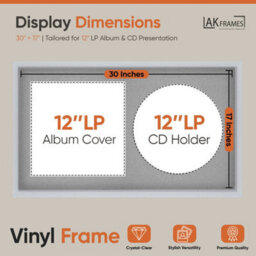 "30X17"" Silver Sleek Vinyl Record Frame With Silver Mount For 12 Inch Lp Album Cover & Disc - Ak Frames" - thumbnail 2