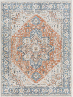 Livabliss Lillian-Washable Blue Brown Traditional Vintage Boho Living Dining Rug 200 X 275 Cm Easy Care, Non Shedding - image 1