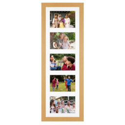 AK Frames 26X8 Country Pine Modern Multi Photo Frame With White Mount - Holds 5 Apertures (5X) 6X4 Photos
