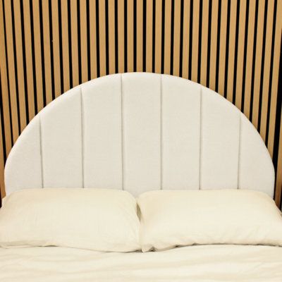 "Urban Textures - Selene Luxury 26"" High Boucle Fabric Upholstered Panelled Arch Headboard Headboard - White" - image 1