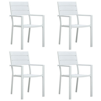 Berkfield Garden Chairs 4 Pcs White Hdpe Wood Look - image 1