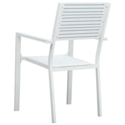 Berkfield Garden Chairs 4 Pcs White Hdpe Wood Look - thumbnail 5
