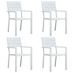 Berkfield Garden Chairs 4 Pcs White Hdpe Wood Look - thumbnail 1