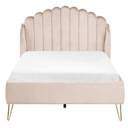 Beliani Bed Fabric Ambillou 120 X 200 Cm (Eu Small Double) Light Beige - thumbnail 5