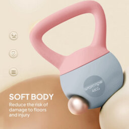 Sportnow 4Kg Kettlebell With Soft Body And Non-Slip Handle, Pink And Grey - thumbnail 4