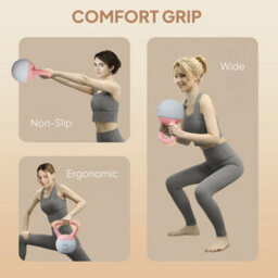 Sportnow 4Kg Kettlebell With Soft Body And Non-Slip Handle, Pink And Grey - thumbnail 5