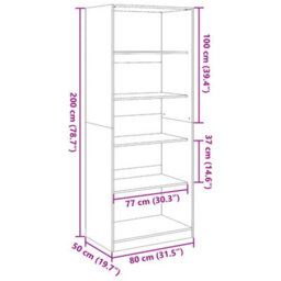 Berkfield Wardrobe Sonoma Oak 80X50X200 Cm Engineered Wood - thumbnail 9