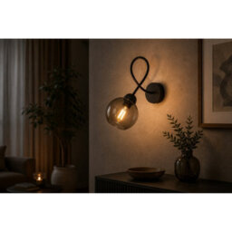 Luminosa Lighting Luminosa Lyra Wall Lamp Black Smoky Glass Shade 1X E27 - thumbnail 2