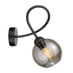 Luminosa Lighting Luminosa Lyra Wall Lamp Black Smoky Glass Shade 1X E27 - thumbnail 1