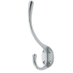 Loops Stylish Solid Brass Hat And Coat Hook In Satin Chrome Finish - Wall Mounted Clothing Hook - thumbnail 1