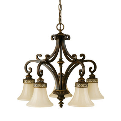 Elegant 5 Bulb Walnut Chandelier Pendant Light With Led E27 Socket