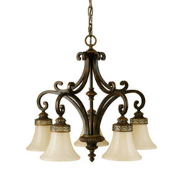 Elegant 5 Bulb Walnut Chandelier Pendant Light With Led E27 Socket