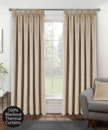 Luxury Enhanced Living Cream Velvet, Supersoft, 100% Blackout, Thermal Curtains With Tape Top (Pair) - 46 X 72 Inch (117X183Cm)