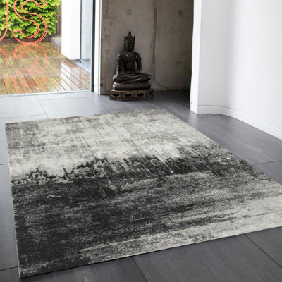 Grey Funky Modern Easy To Clean Abstract Rug For Dining Room-200Cm X 290Cm - image 1