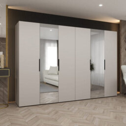 Arte Cashmere Marbella Ii Hinged Door Wardrobe 300Cm - Elegant Storage With Mirrored Sophistication - thumbnail 1
