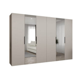 Arte Cashmere Marbella Ii Hinged Door Wardrobe 300Cm - Elegant Storage With Mirrored Sophistication - thumbnail 2