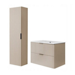Heze Furniture Flow Wall-Mounted 2 Bathroom Vanity Cabinets Set With Basin 80Cm - Cashmere - thumbnail 2