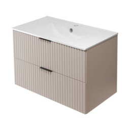 Heze Furniture Flow Wall-Mounted 2 Bathroom Vanity Cabinets Set With Basin 80Cm - Cashmere - thumbnail 3