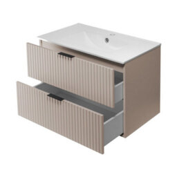 Heze Furniture Flow Wall-Mounted 2 Bathroom Vanity Cabinets Set With Basin 80Cm - Cashmere - thumbnail 4