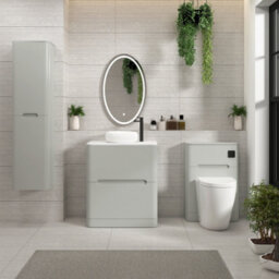 Royal Bathrooms Venice 700mm Dove Grey Freestanding Bathroom Countertop Vanity Unit 2 Drawer With Milan Basin - thumbnail 4
