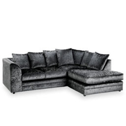 Bella Crushed Velvet Right Hand Facing Corner Sofa Black - thumbnail 2