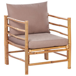 Beliani Garden Lounge Set With Table 4 Seater Cerreto Taupe Bamboo - thumbnail 6