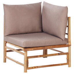 Beliani Garden Lounge Set With Table 4 Seater Cerreto Taupe Bamboo - thumbnail 4