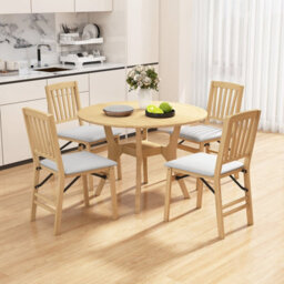 Gainoom Grey Dining Chair Set Of 2 Folding Chairs With Padded Seat & Rubber Wood Frame - thumbnail 5