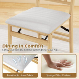 Gainoom Grey Dining Chair Set Of 2 Folding Chairs With Padded Seat & Rubber Wood Frame - thumbnail 6