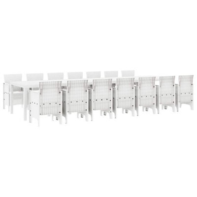 Berkfield Modern Garden Dining Set 15 Pcs White Polt Rattan - image 1