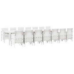 Berkfield Modern Garden Dining Set 15 Pcs White Polt Rattan - thumbnail 1