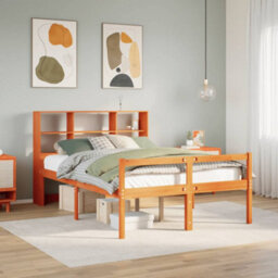 Berkfield Bookcase Bed Without Mattress Wax Brown 140X190 Cm Solid Wood - thumbnail 1