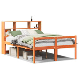 Berkfield Bookcase Bed Without Mattress Wax Brown 140X190 Cm Solid Wood - thumbnail 2