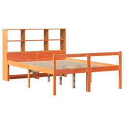 Berkfield Bookcase Bed Without Mattress Wax Brown 140X190 Cm Solid Wood - thumbnail 3