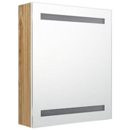 Berkfield Stylish Led Bathroom Mirror Cabinet White And Oak 50X14X60 Cm - thumbnail 3