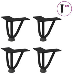 Berkfield Hairpin Legs For Coffee Table 4 Pcs Black 10 Cm Solid Steel