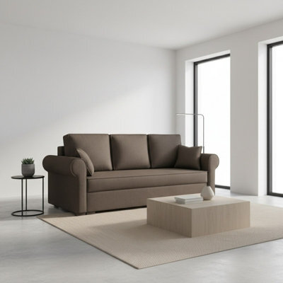 Olimpia 3 Seater Fabric Sofa Bed With Storage Modern Design Multiple Colours Brown - image 1