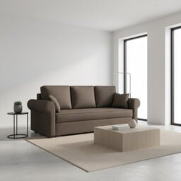 Olimpia 3 Seater Fabric Sofa Bed With Storage Modern Design Multiple Colours Brown - thumbnail 1