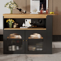 Btm Extendable Kitchen Island Table 138-193X39X105Cm Storage Bar Bistro Swivel Dining Table Led Strip Adjustable Light Black - thumbnail 4